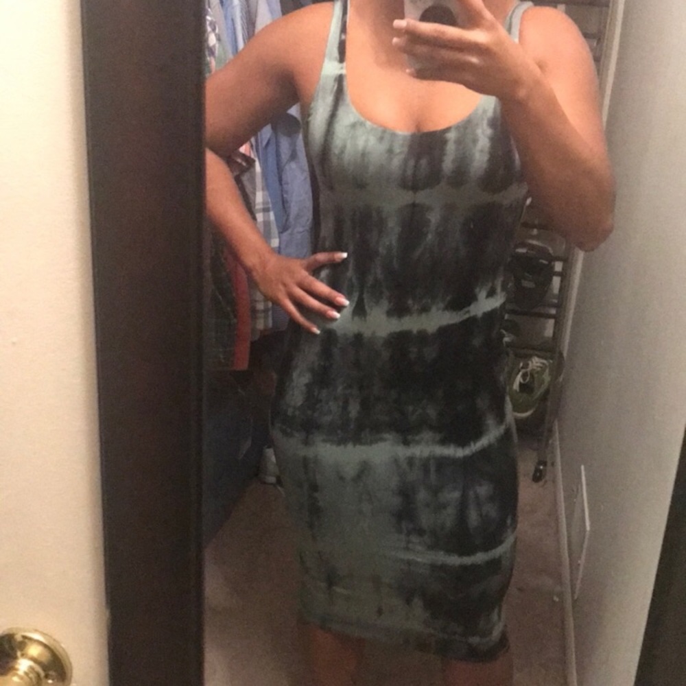 Fashion Nova Tye Dye Midi Dress in Teal